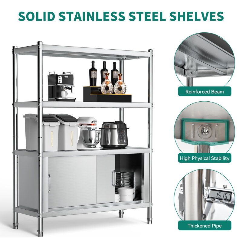 Rebrilliant 48'' W Stainless Steel Shelving Unit Wayfair